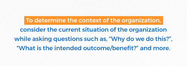 determine context of an organization